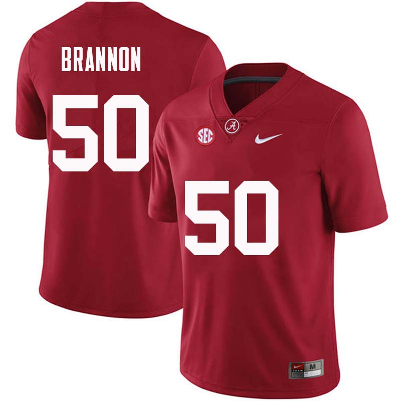 Men #50 Hunter Brannon Alabama Crimson Tide College Football Jerseys Sale-Crimson